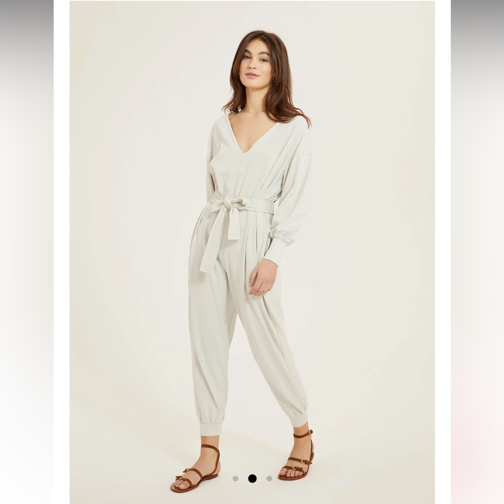 Something Navy V- Neck Long Sleeve Jumpsuit